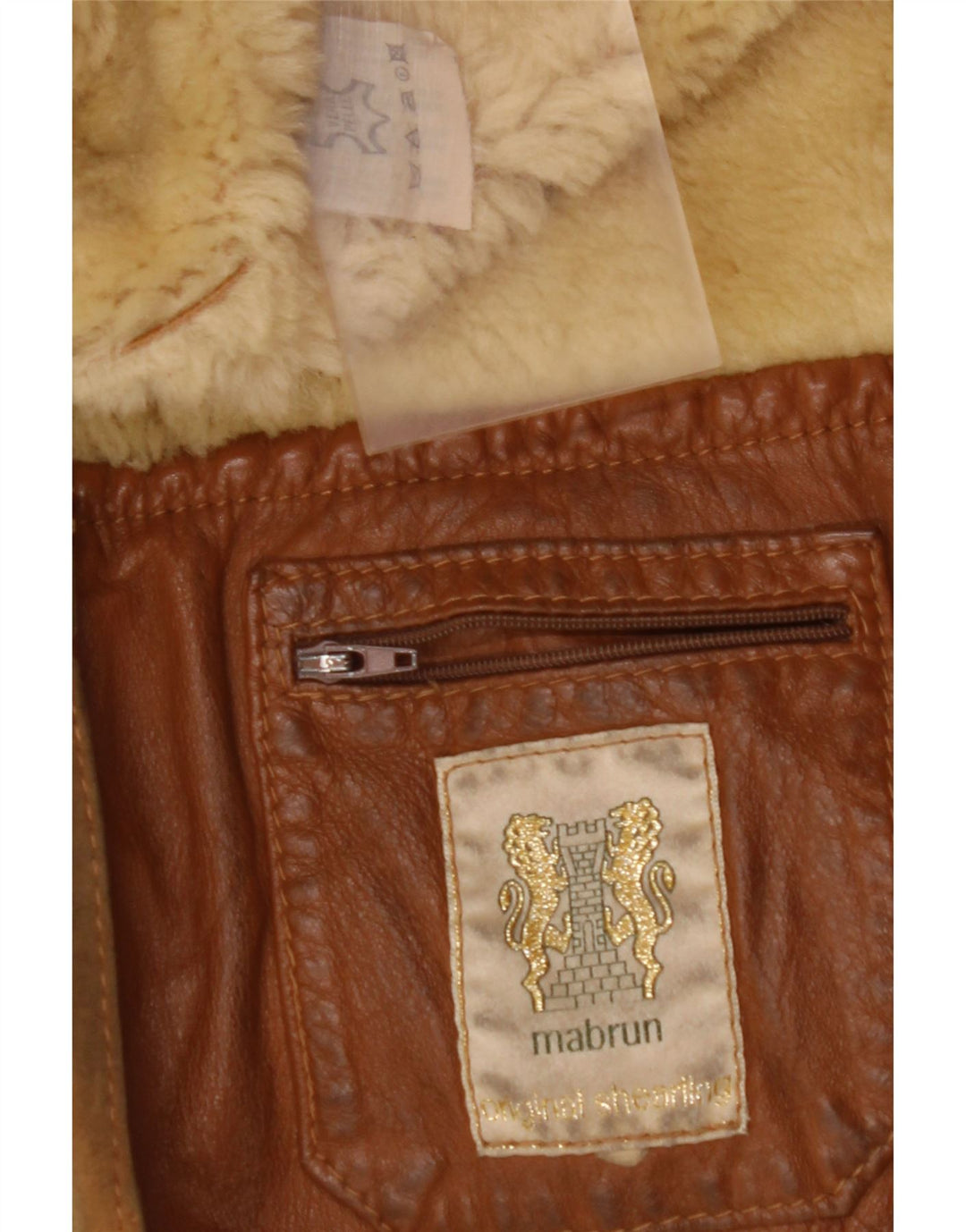 MABRUN Ανδρικό Shearling Jacket UK 36 Small Brown Δερμάτινο