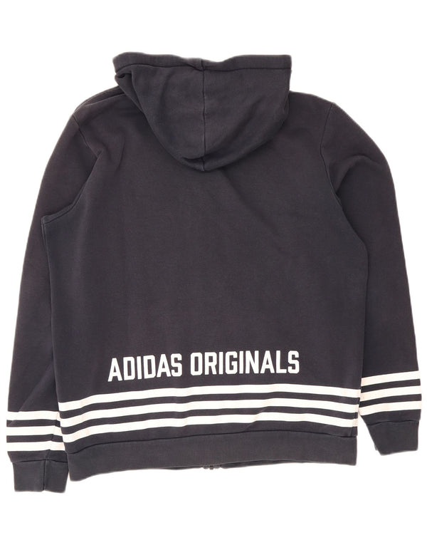 Ανδρικό πουλόβερ με κουκούλα με φερμουάρ Adidas μεγάλο μπλε βαμβακερό
