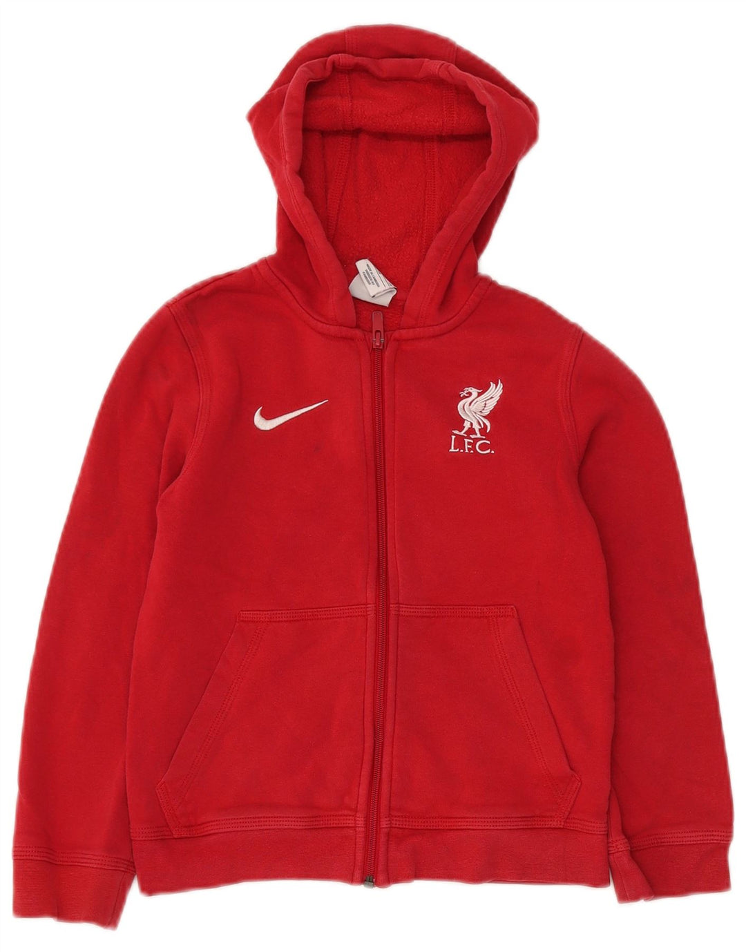 Πουλόβερ NIKE Boys Liverpool με φερμουάρ κουκούλα 8-9 ετών Μικρό κόκκινο βαμβακερό