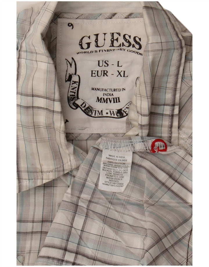 Ανδρικό πουκάμισο Guess Large Grey Check Cotton