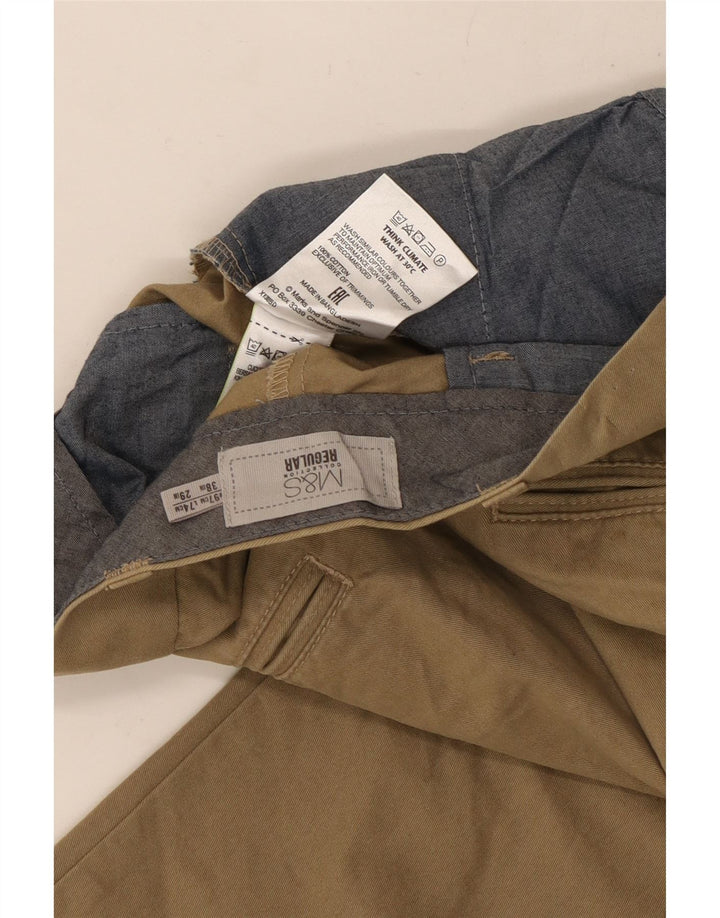 Marks & Spencer Ανδρικό ίσιο κανονικό παντελόνι W38 L29 Χακί βαμβακερό