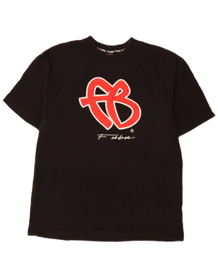 Fubu Ανδρικό γραφικό T-Shirt Top μεγάλο μαύρο βαμβακερό