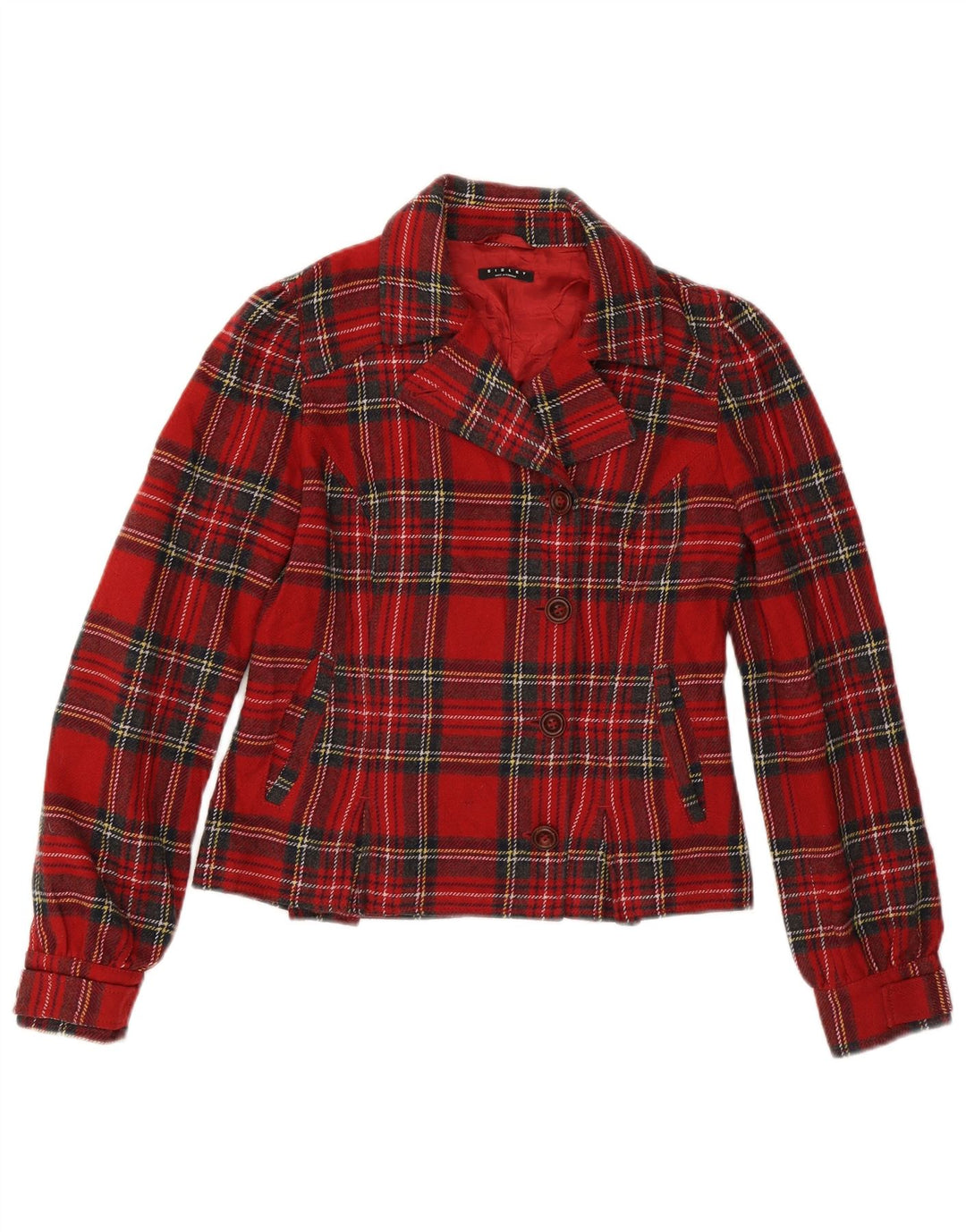 SISLEY Γυναικείο Μπλέιζερ με 4 Κουμπιά Μπουφάν IT 42 Μεσαίο Κόκκινο Καρό Ακρυλικό