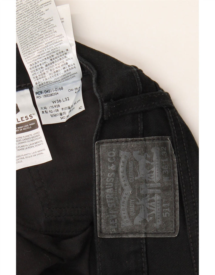 Levi's Mens 511 Slim Jeans W36 L32 Μαύρο βαμβακερό