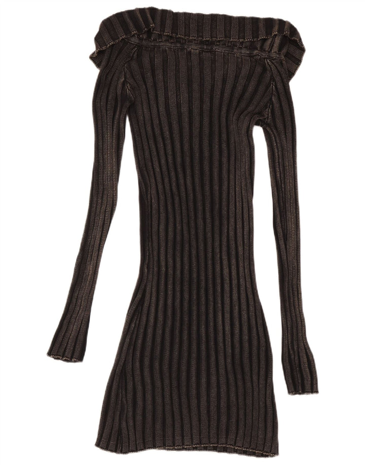 Γυναικείο μακρυμάνικο φόρεμα ZARA UK 14 μεγάλο μαύρο βαμβακερό