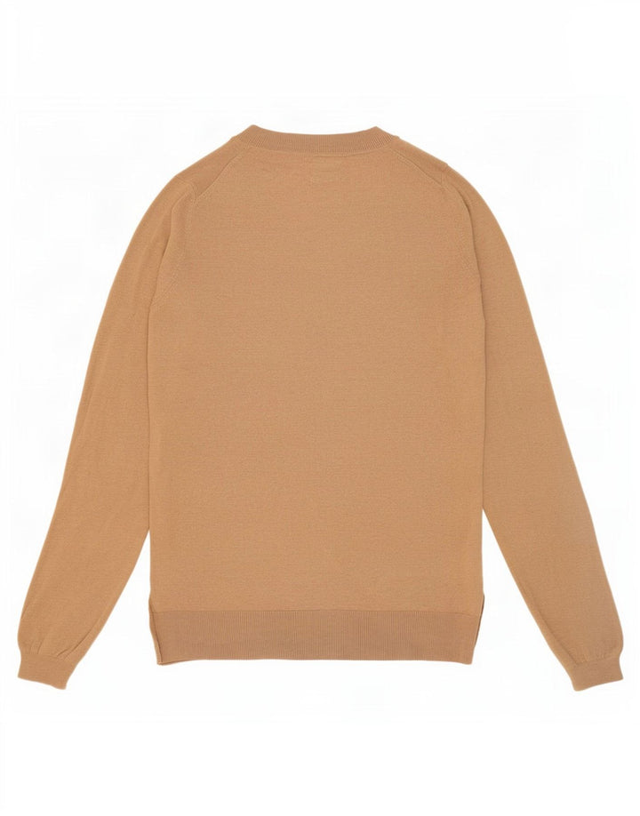 Massimo Dutti Γυναικείο πουλόβερ με λαιμόκοψη με V λαιμόκοψη UK 12 μεσαίο μπεζ μαλλί
