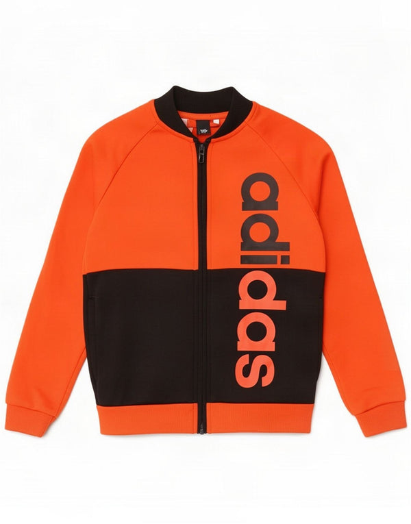Adidas Boys Graphic Tracksuit Top Jacket 9-10 Years Orange Colourblock