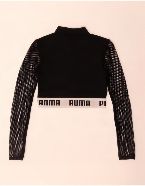 Puma Γυναικείο Crop Graphic Top Μακρύ μανίκι UK 12 Medium Black Colourblock