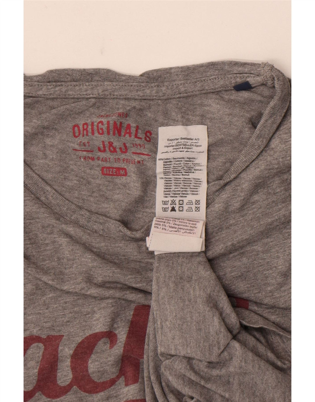 Ανδρικό γραφικό μπλουζάκι Jack & Jones, Βαμβακερό, μεσαίο γκρι