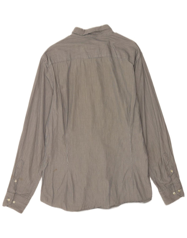 Ανδρικό πουκάμισο Massimo Dutti Slim Fit XL Γκρι βαμβακερό ριγέ