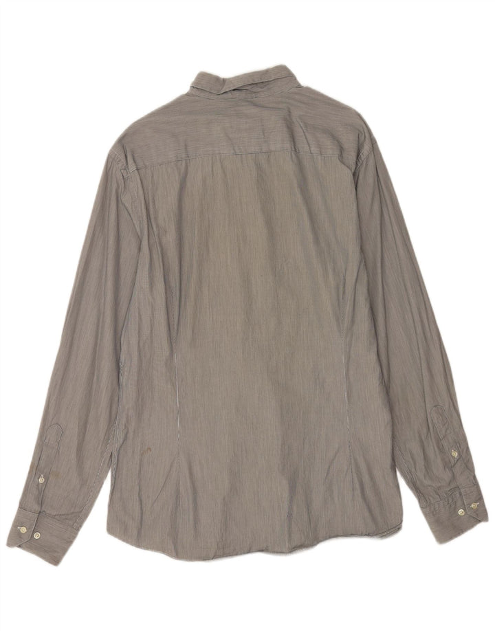 Ανδρικό πουκάμισο Massimo Dutti Slim Fit XL Γκρι βαμβακερό ριγέ