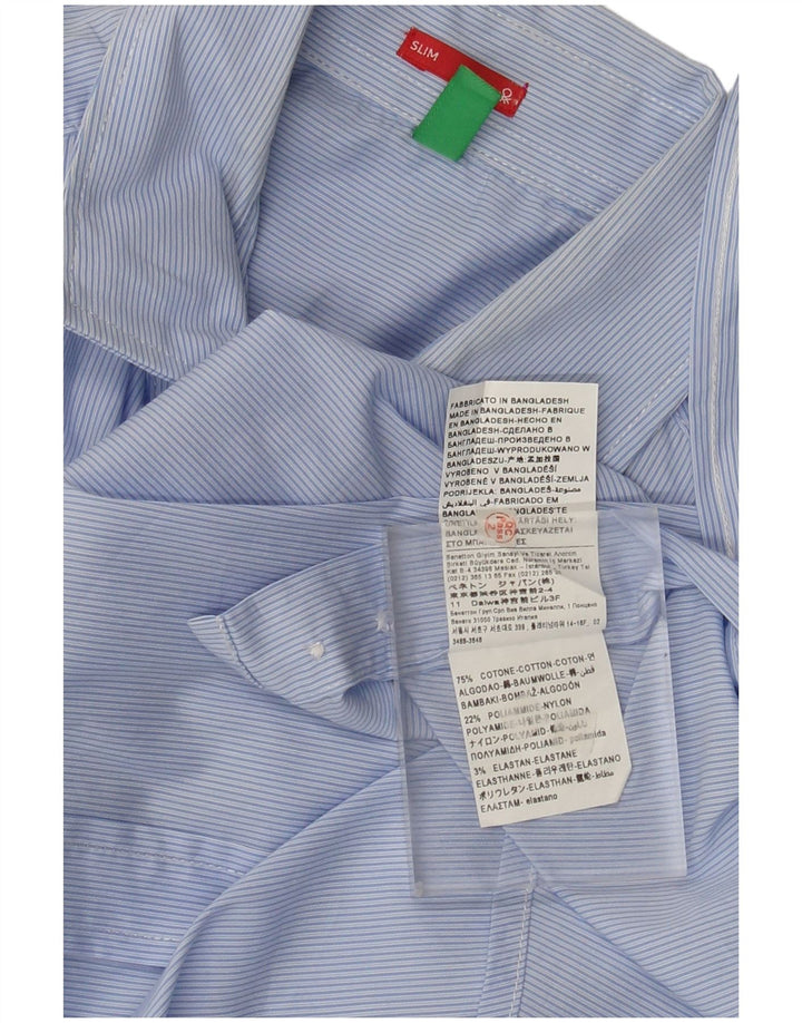 Ανδρικό πουκάμισο Benetton Slim Small Blue Pinstripe Βαμβακερό