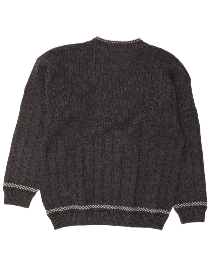 Ανδρικό πουλόβερ Xavier Graphic Crew Neck Jumper από μεγάλο γκρι μαλλί