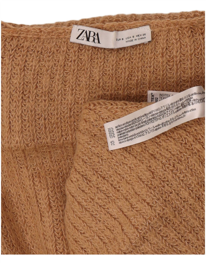 Zara γυναικείο πουλόβερ με ρολό λαιμόκοψη UK 10 Small ακρυλικό μπεζ