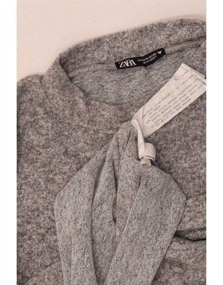 Zara γυναικεία μακρυμάνικη μπλούζα τοπ UK 12 μεσαία γκρι βισκόζη