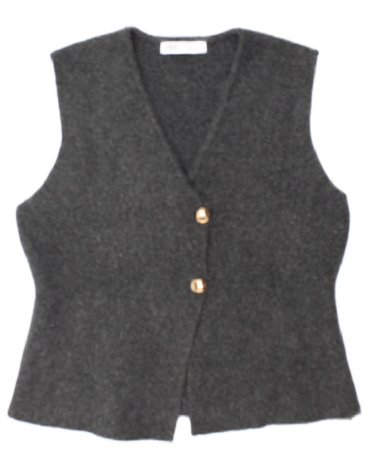 Zara Γυναικείο Γιλέκο UK 14 Large Grey Polyester