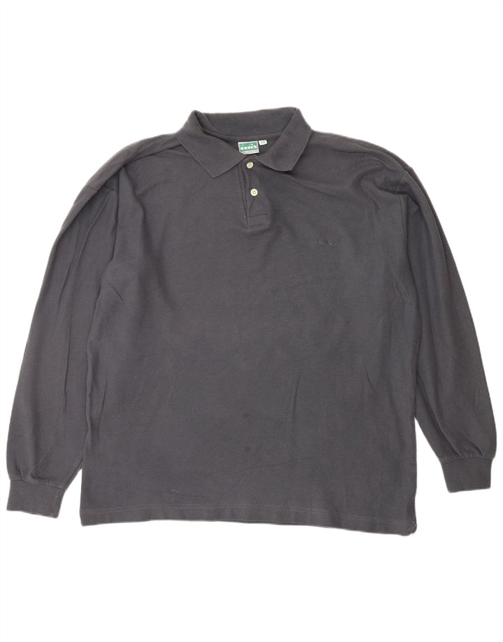 DIADORA Ανδρικό μακρυμάνικο μπλουζάκι πόλο IT 48 Μεσαίο γκρι βαμβακερό