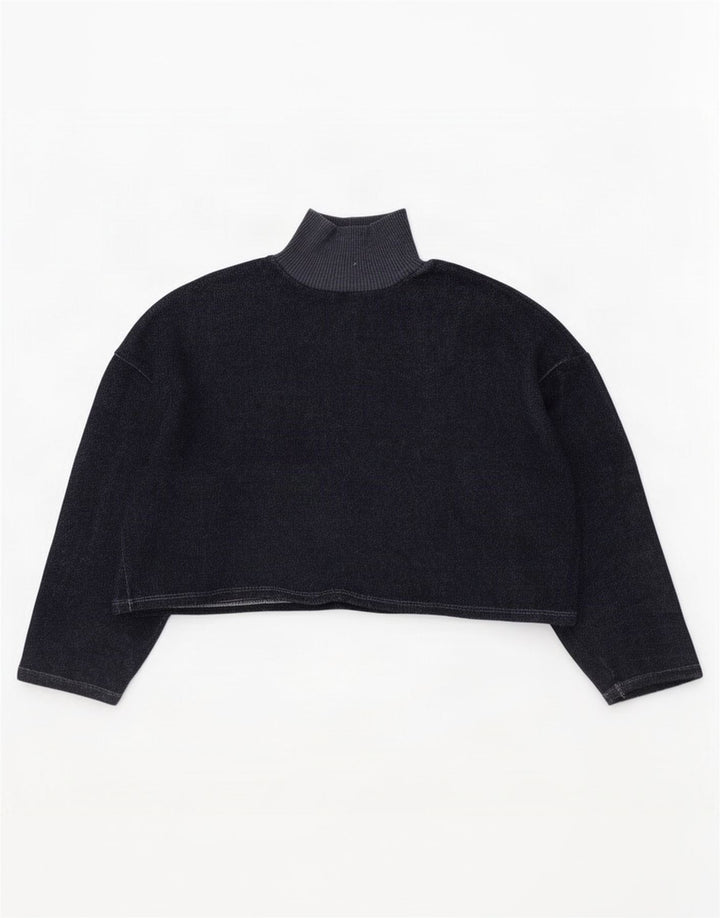 Zara Γυναικείο Crop Oversized τοπ μακρυμάνικο UK 14 Medium Navy Blue