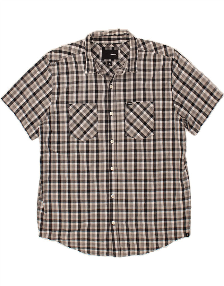 HURLEY Mens Short Sleeve Shirt Large Grey Check Cotton Vintage Hurley and Second-Hand Hurley from Messina Hembry 