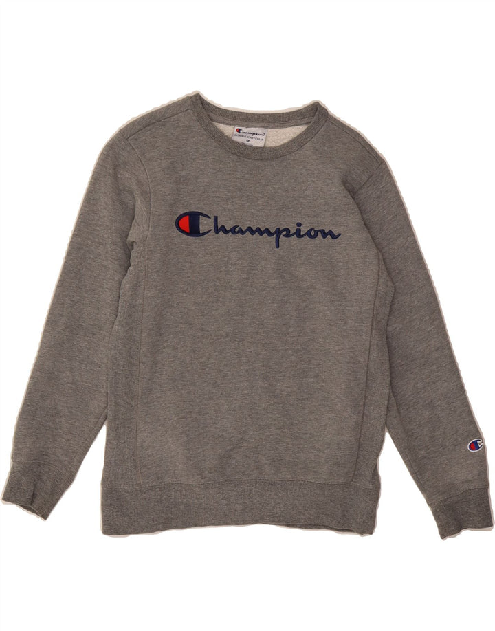 CHAMPION Womens Graphic Sweatshirt Jumper UK 12 Medium Grey Cotton Vintage Champion and Second-Hand Champion from Messina Hembry 
