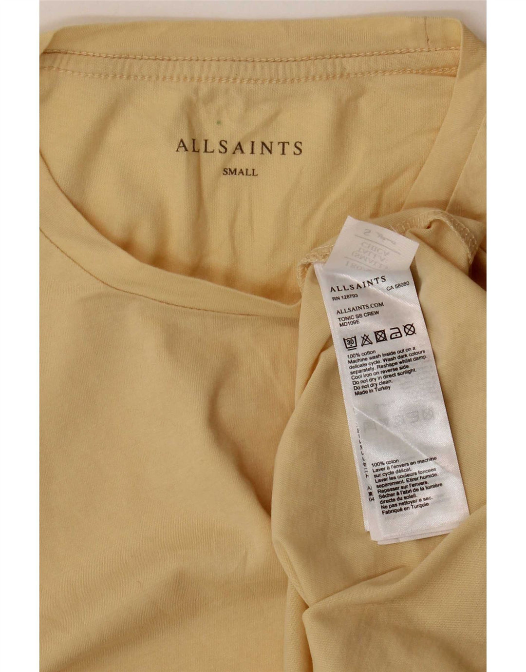 Ανδρικό T-Shirt All Saints Top Μικρό κίτρινο βαμβακερό
