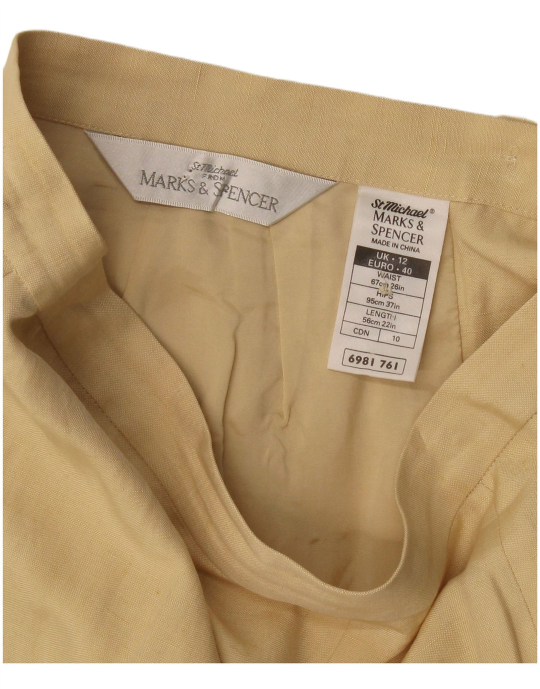 Marks & Spencer Γυναικεία φούστα σε γραμμή Α UK 12 Medium W28 Beige Silk