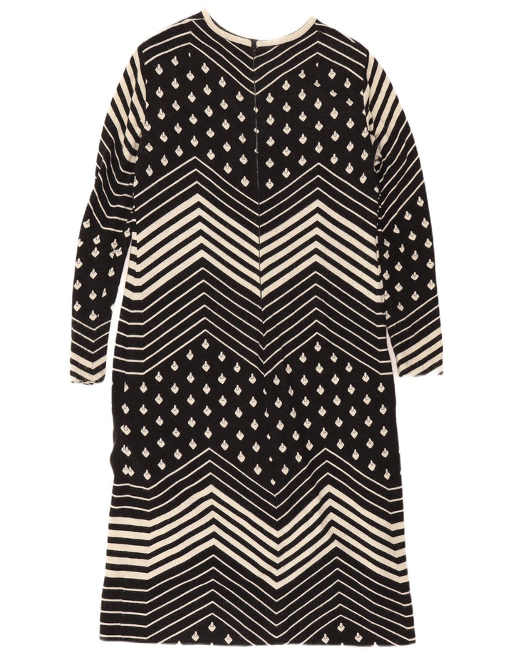 Vintage γυναικείο μακρυμάνικο φόρεμα Shift UK 12 Medium Black Geometric