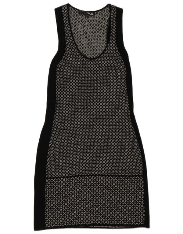 Liu Jo Γυναικείο Αμάνικο Bodycon Φόρεμα IT 42 Μεσαίο μαύρο γεωμετρικό βισκόζη
