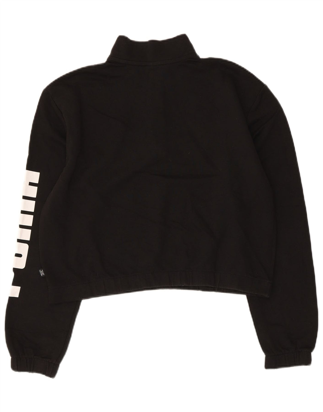 Γυναικείο φούτερ Puma με φερμουάρ με λαιμόκοψη Jumper UK 16 μεγάλο μαύρο βαμβακερό