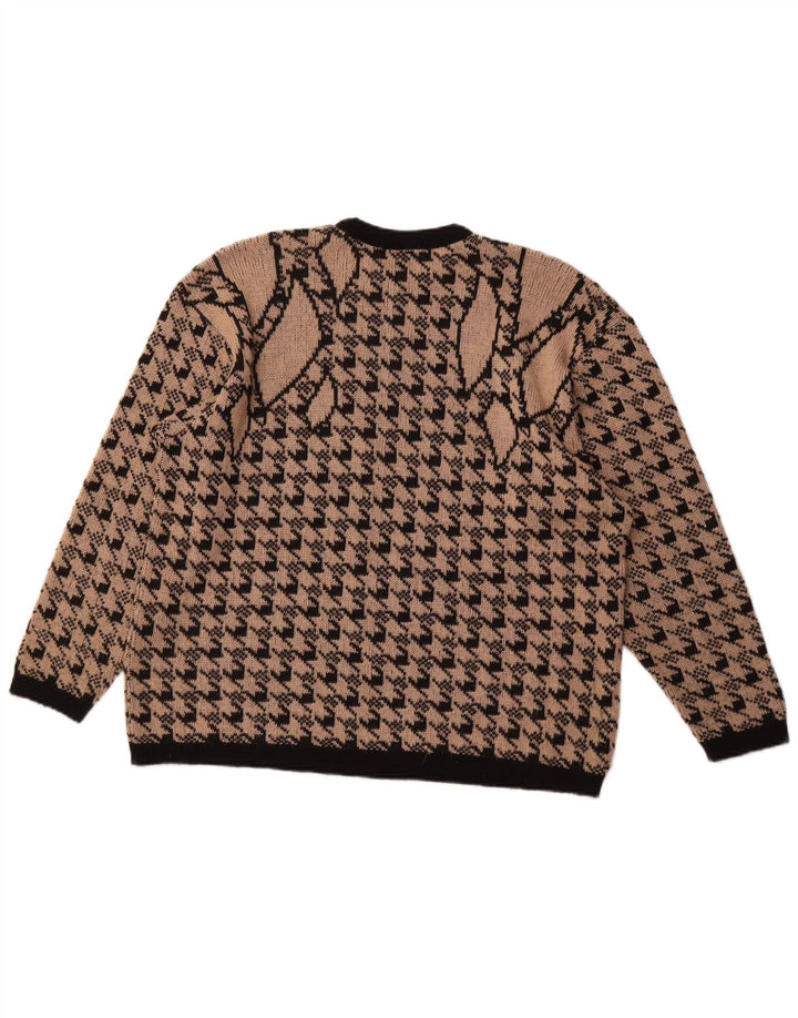 MERRY FINN Γυναικείο πουλόβερ με λαιμόκοψη UK 18 XL καφέ Houndstooth