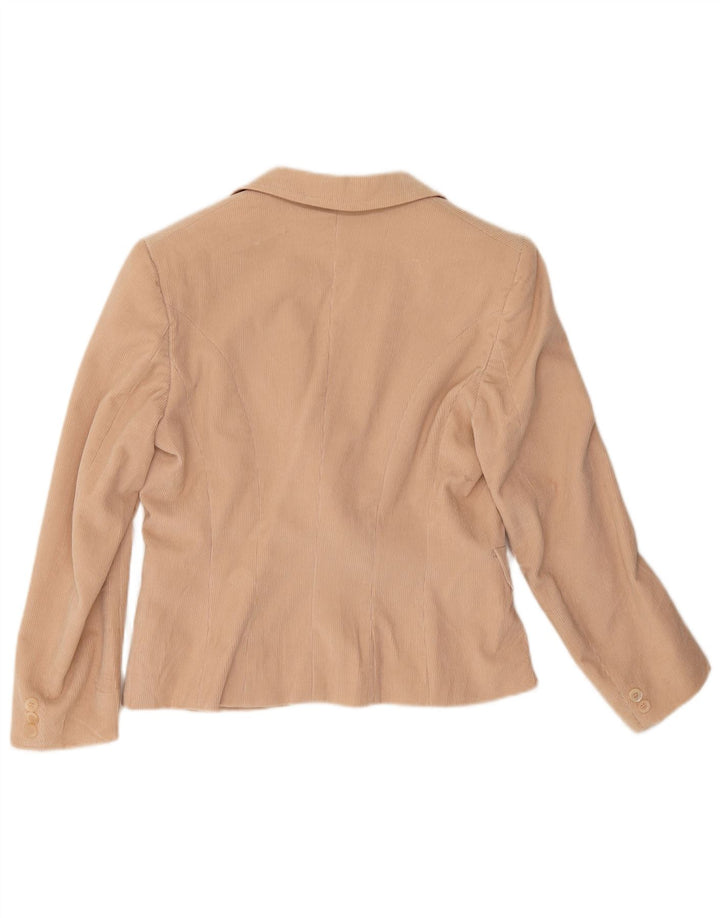 Max Mara Γυναικείο σακάκι 1 κουμπιού κοτλέ blazer UK 12 μεσαίο μπεζ βαμβακερό