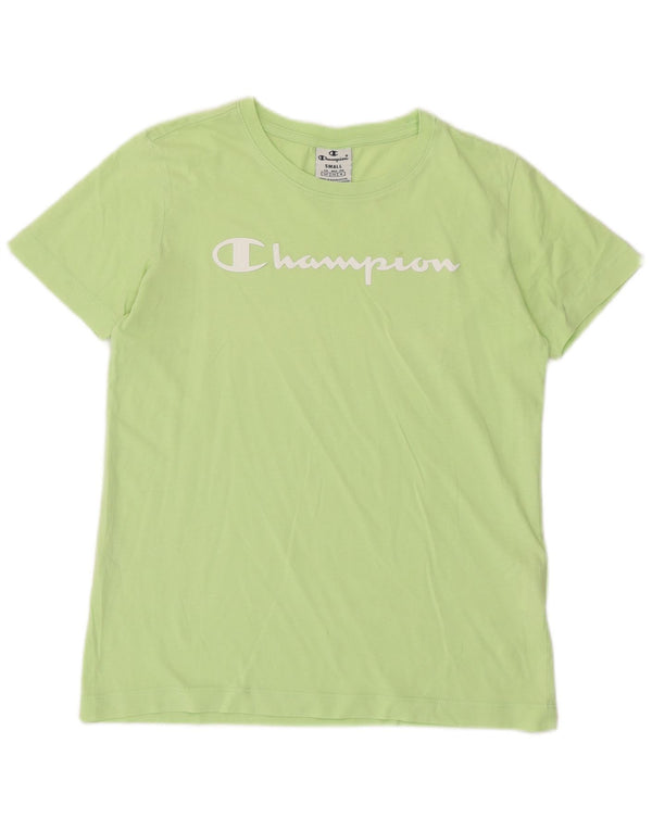 Champion Γυναικείο γραφικό T-Shirt Top UK 10 Small Green Cotton