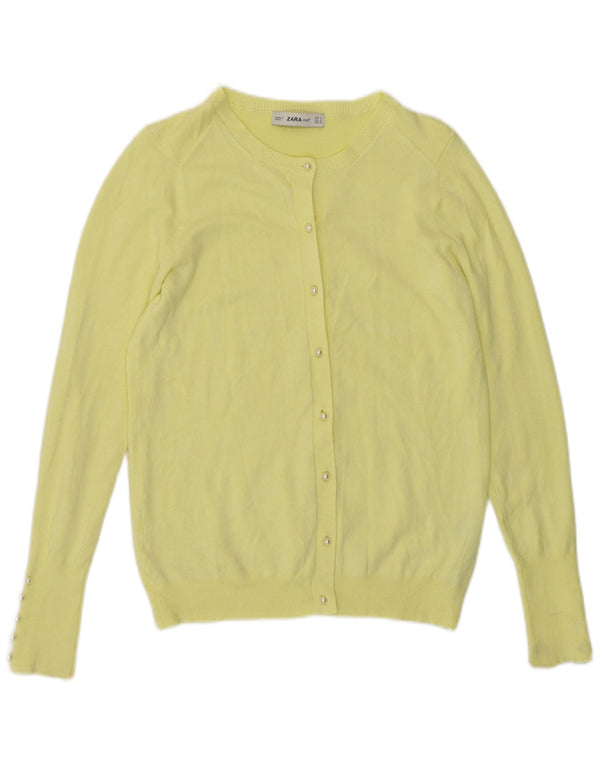 Zara Womens Cardigan Sweater UK 10 Small Yellow Viscose