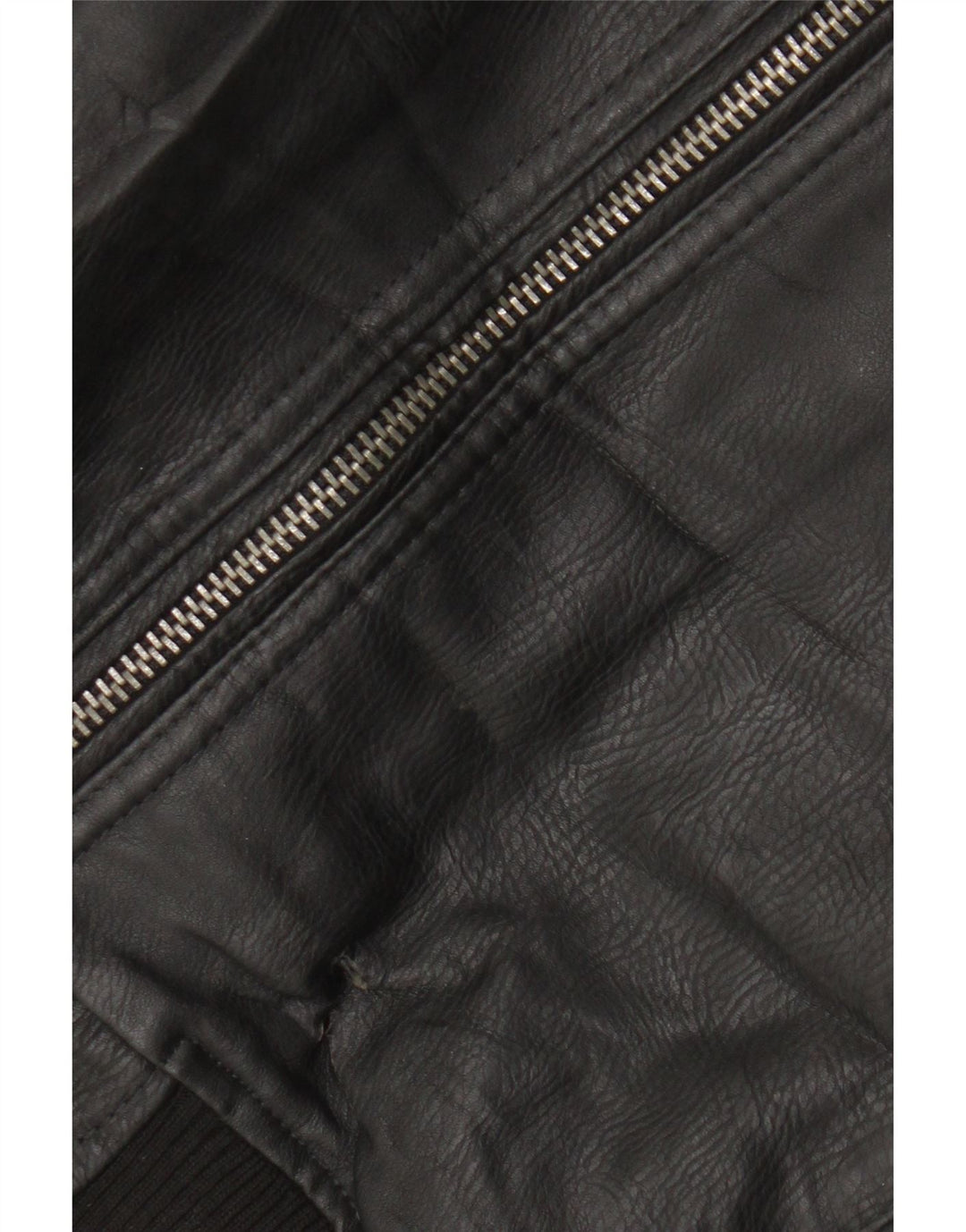 Πανομοιότυπο Ανδρικό Μοτοσικλέτα από Faux Leather Bomber Jacket UK 42 XL Μαύρο Πολυεστέρας