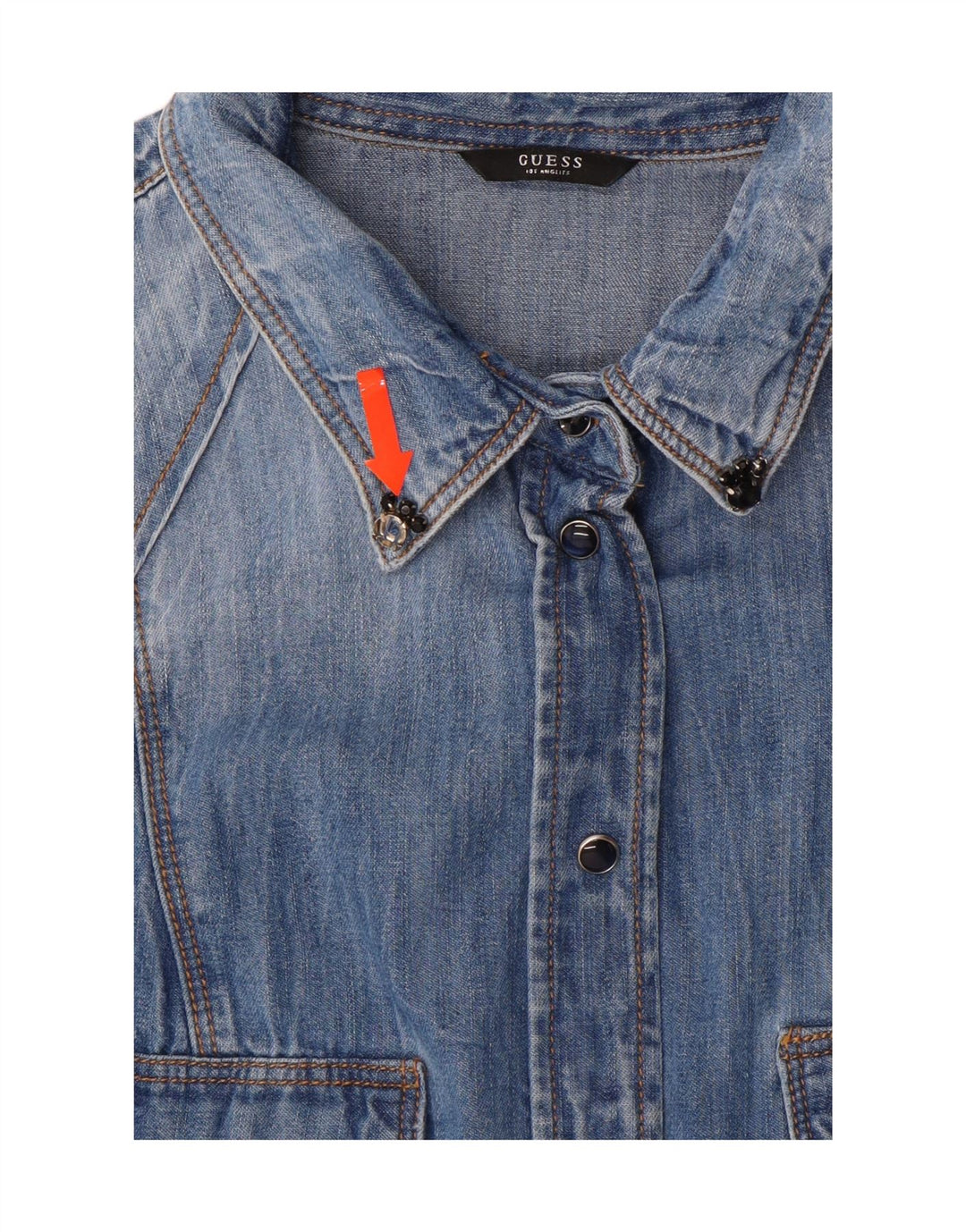 GUESS Γυναικείο τζιν πουκάμισο UK 14 Medium Blue Floral