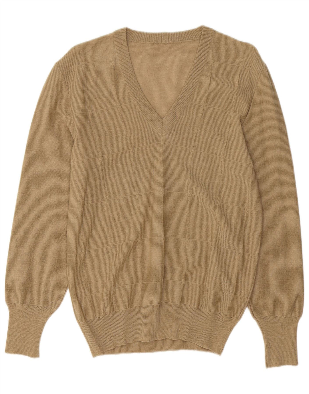 Γυναικείο πουλόβερ με λαιμόκοψη Vintage UK 12 Medium Beige