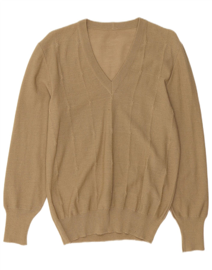 Γυναικείο πουλόβερ με λαιμόκοψη Vintage UK 12 Medium Beige