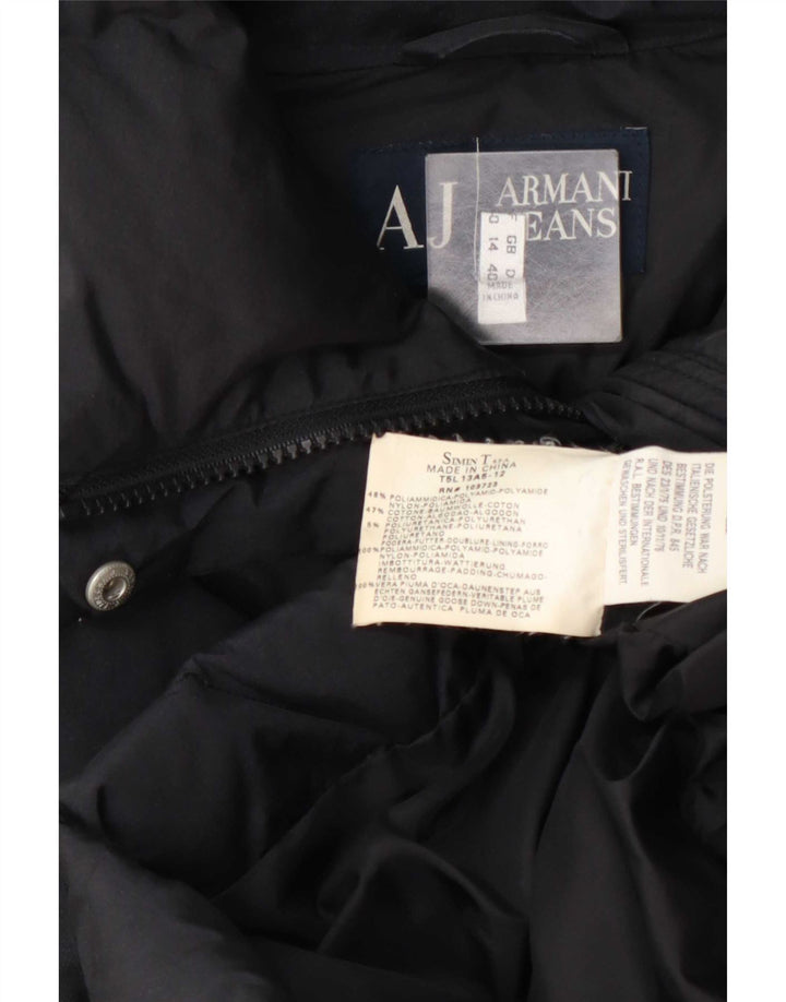 Armani Jeans Γυναικείο παλτό UK 14 Large Navy Blue Polyamide