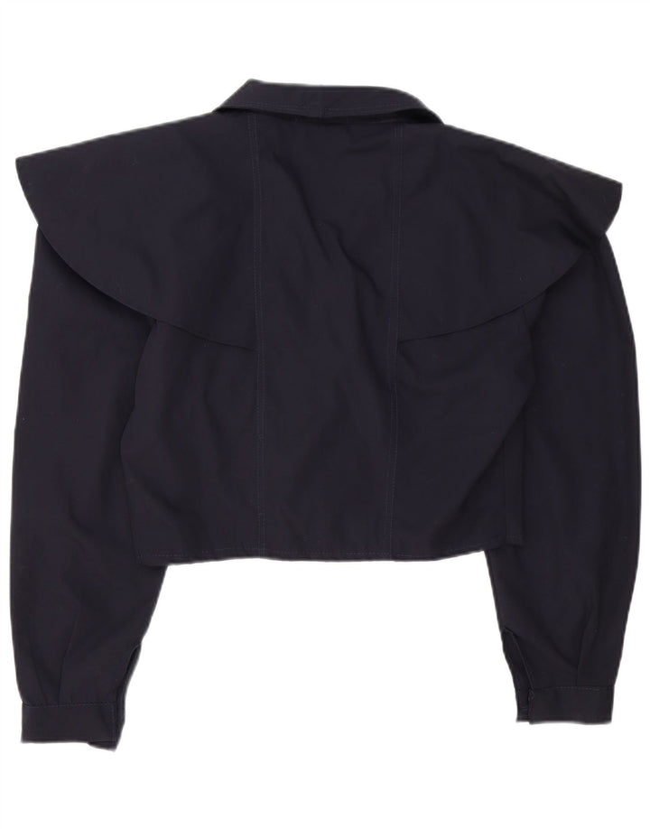 Vintage γυναικείο σακάκι σακάκι με διπλό στήθος Crop UK 14 Medium Navy Blue