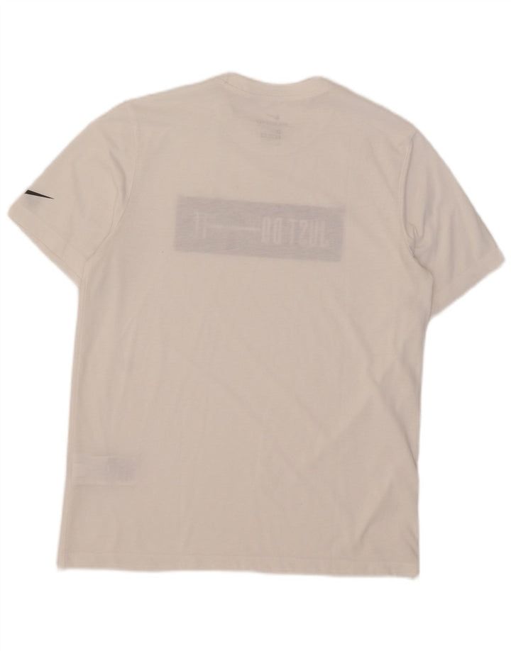 Μπλουζάκι Nike, ανδρικό Dri Fit, γραφικό μπλουζάκι, μεσαίο λευκό βαμβακερό