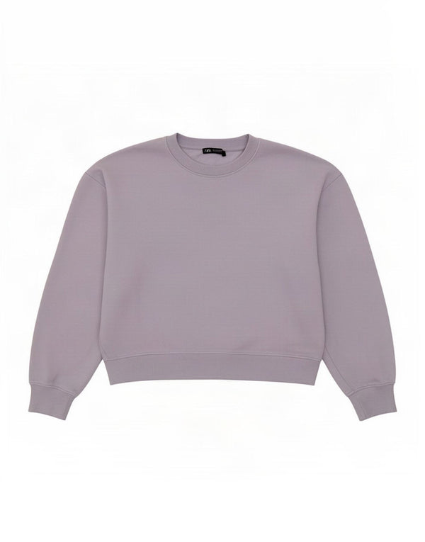 Zara Γυναικεία Φούτερ Jumper UK 14 Medium Purple Cotton