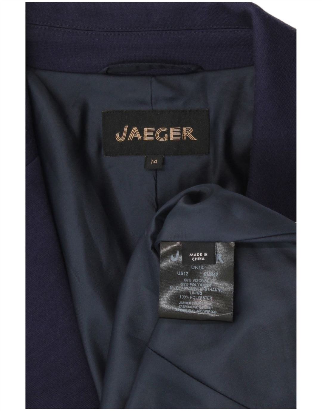 Jaeger γυναικείο σακάκι blazer UK 14 μεγάλο navy μπλε βισκόζη
