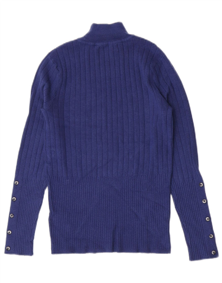 Marks & Spencer Γυναικείο πουλόβερ με λαιμό χελώνα UK 8 Small Blue Viscose