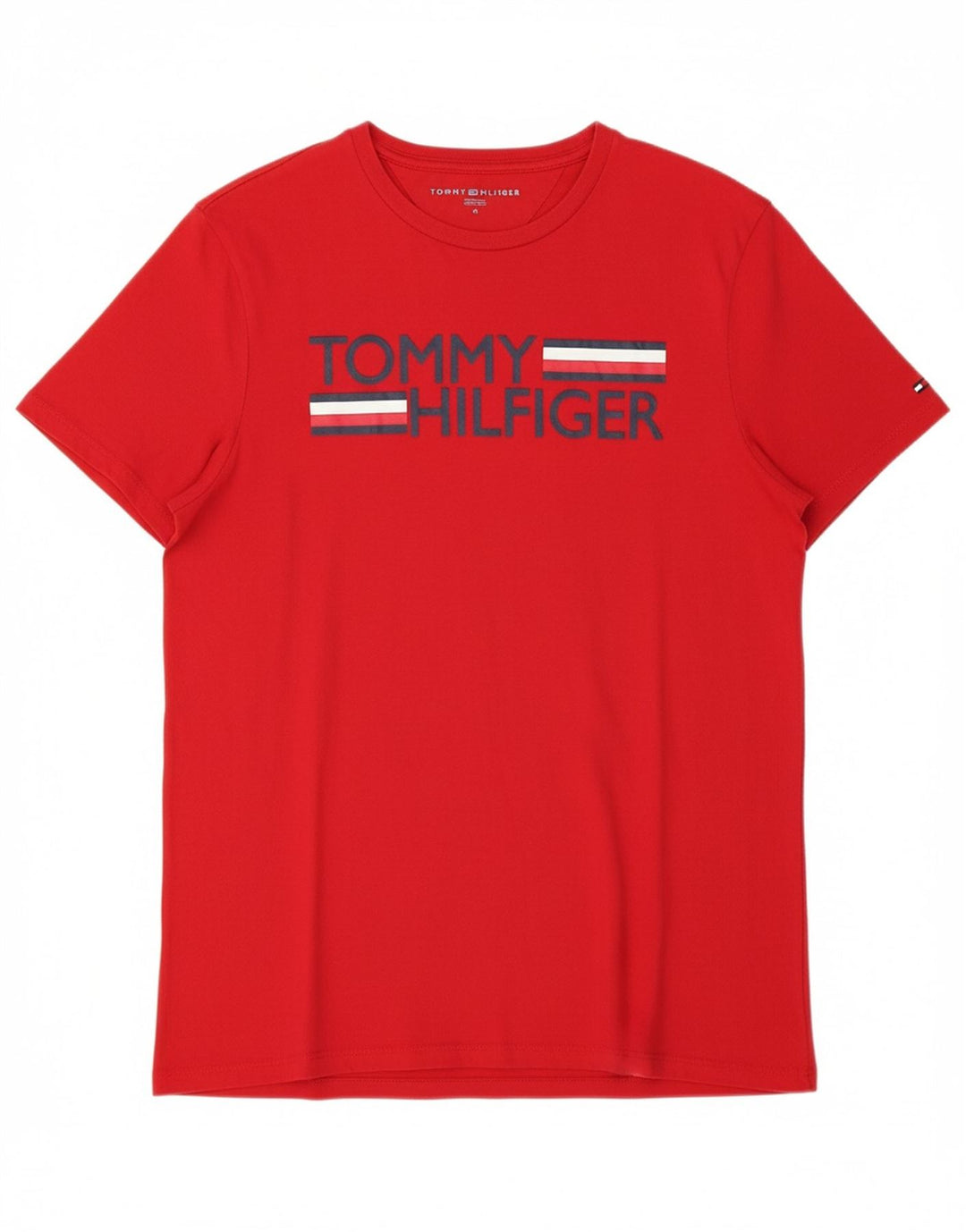 TOMMY HILFIGER Mens Graphic T-Shirt Top Medium Red Cotton Vintage Tommy Hilfiger and Second-Hand Tommy Hilfiger from Messina Hembry 