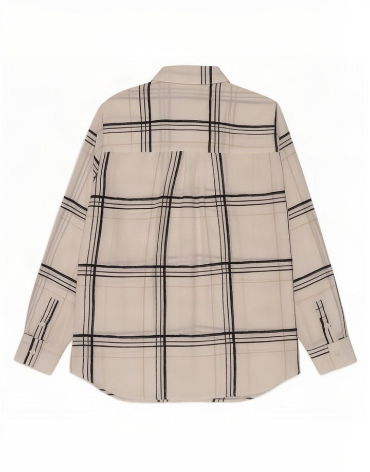 Marks & Spencer Γυναικείο πουκάμισο Oversized UK 10 Small White Plaid Polyester