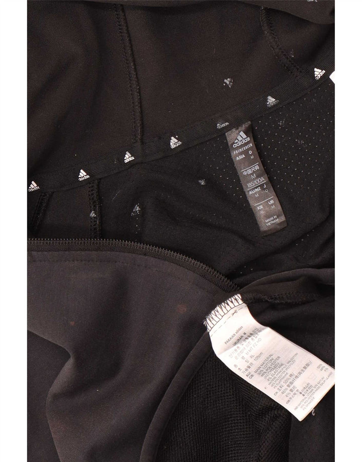 Ανδρικό πουλόβερ με κουκούλα με φερμουάρ Adidas, μεσαίο μαύρο βαμβακερό