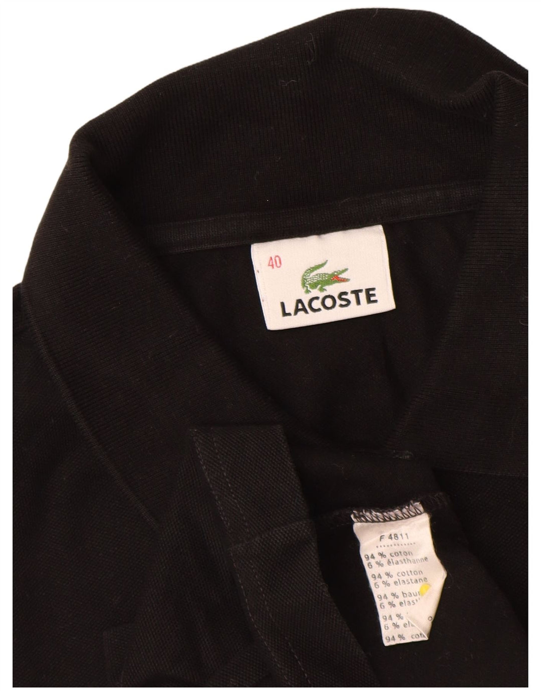 Γυναικείο μακρυμάνικο μπλουζάκι πόλο Lacoste Μέγεθος 40 Μεσαίο μαύρο βαμβακερό