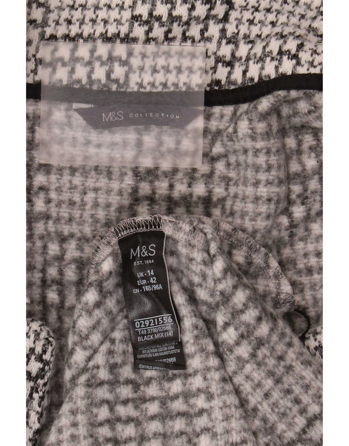 Marks & Spencer Γυναικείο Ανοιχτό Πανωφόρι UK 14 Large Black Houndstooth