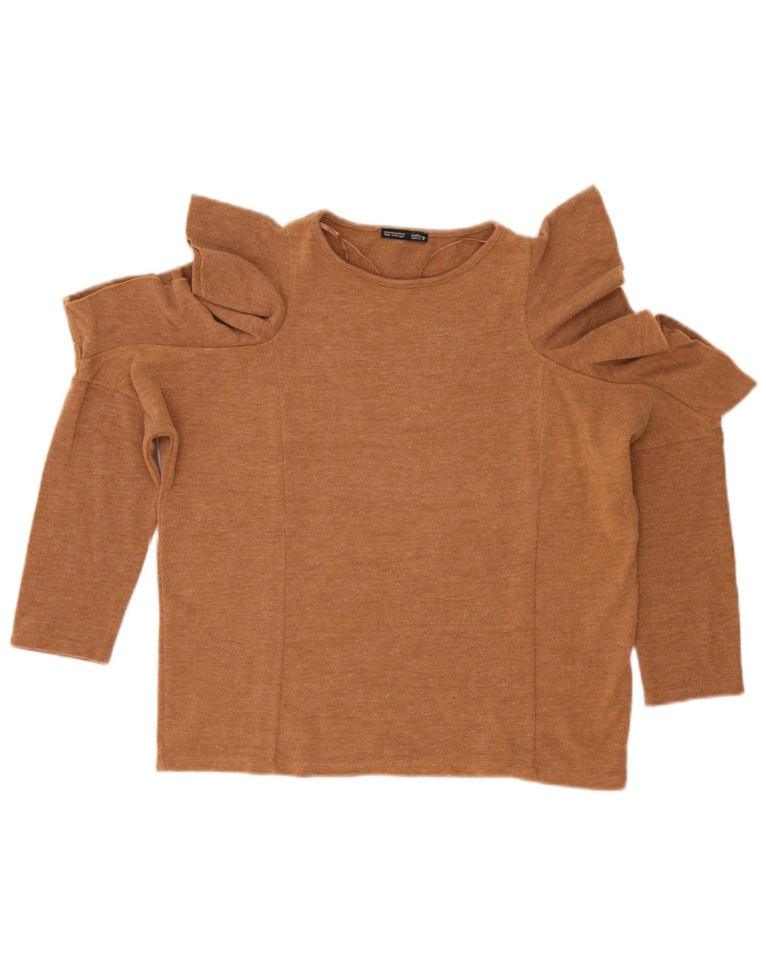 Zara Γυναικεία Μπλούζα Off Shoulder Top UK 14 Medium Beige Flecked