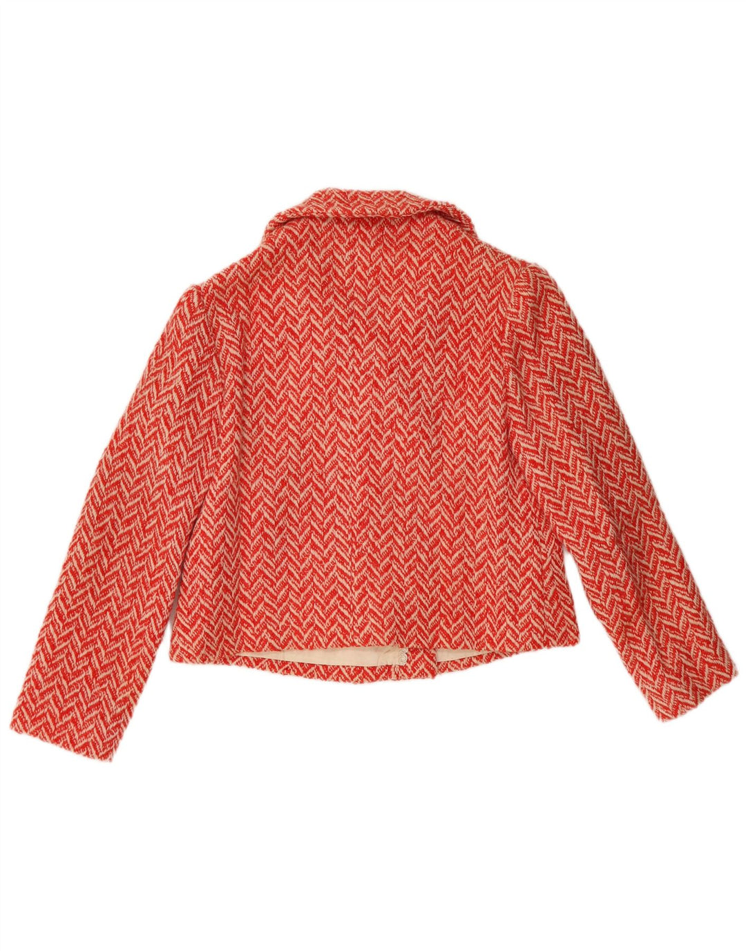 Vintage Γυναικείο Crop Διπλό Μπουφάν Blazer UK 12 Medium Red Chevron